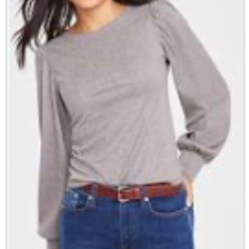 On 34th Metallic Flecked Knit Puff Balloon Long Sleeve Tall Ribbed Cuff Top L